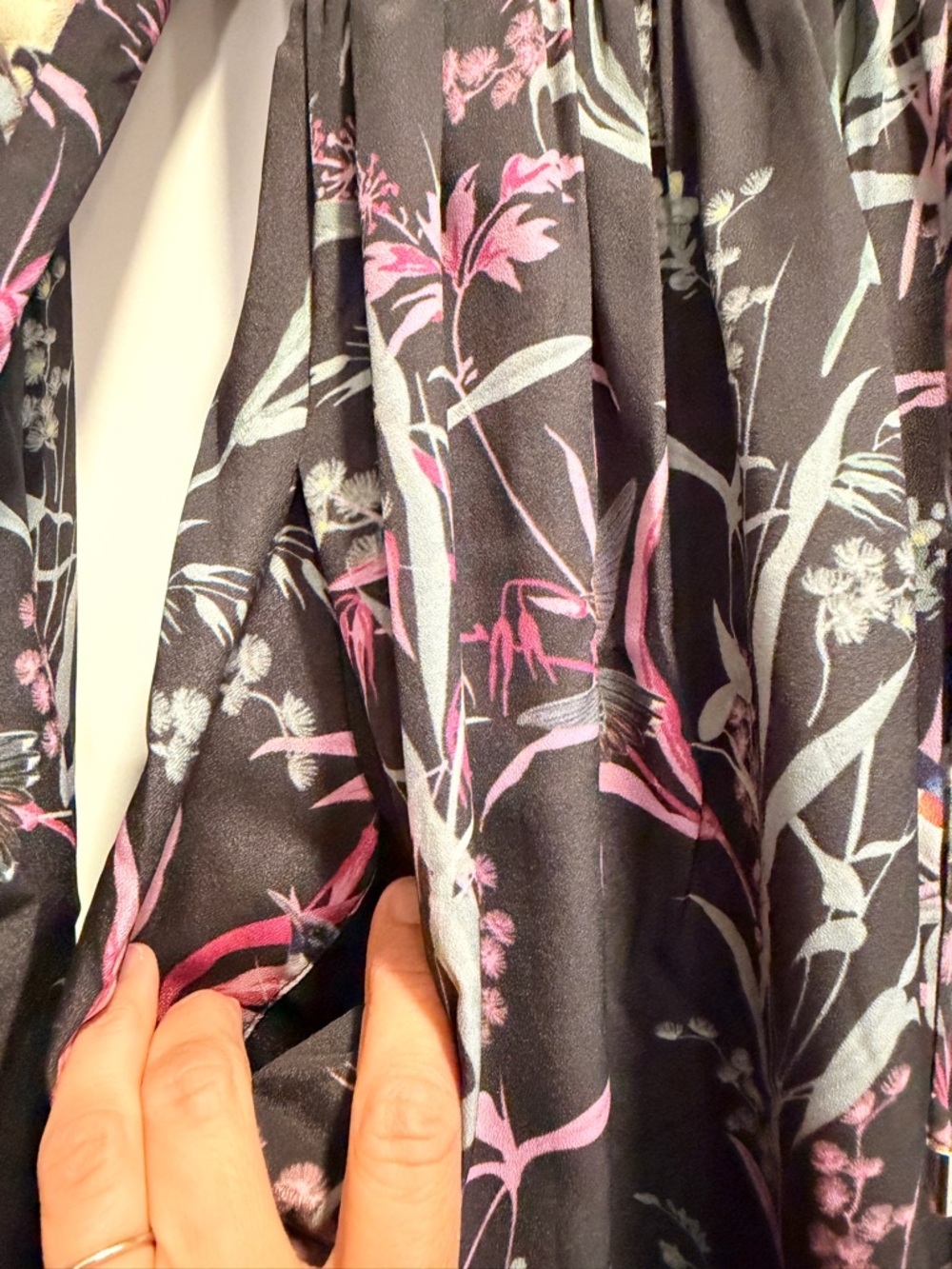 Ted Baker London Black Mini Dress with Pink and Green Botanical Print - Picture 5 of 7